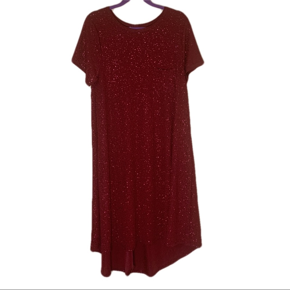 LuLaRoe Elegant Large Carly with Sparkles and Pocket In Cabernet